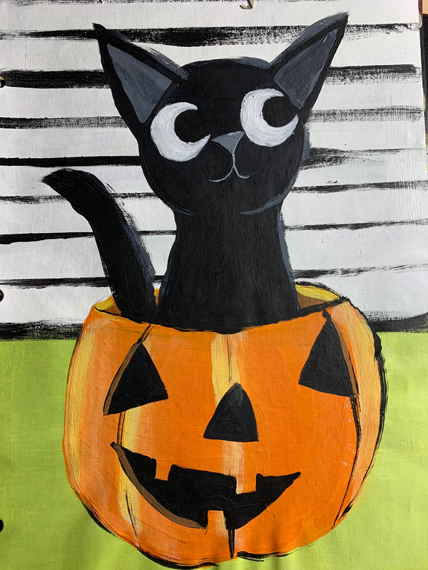 224 Black Cat & Pumpkin